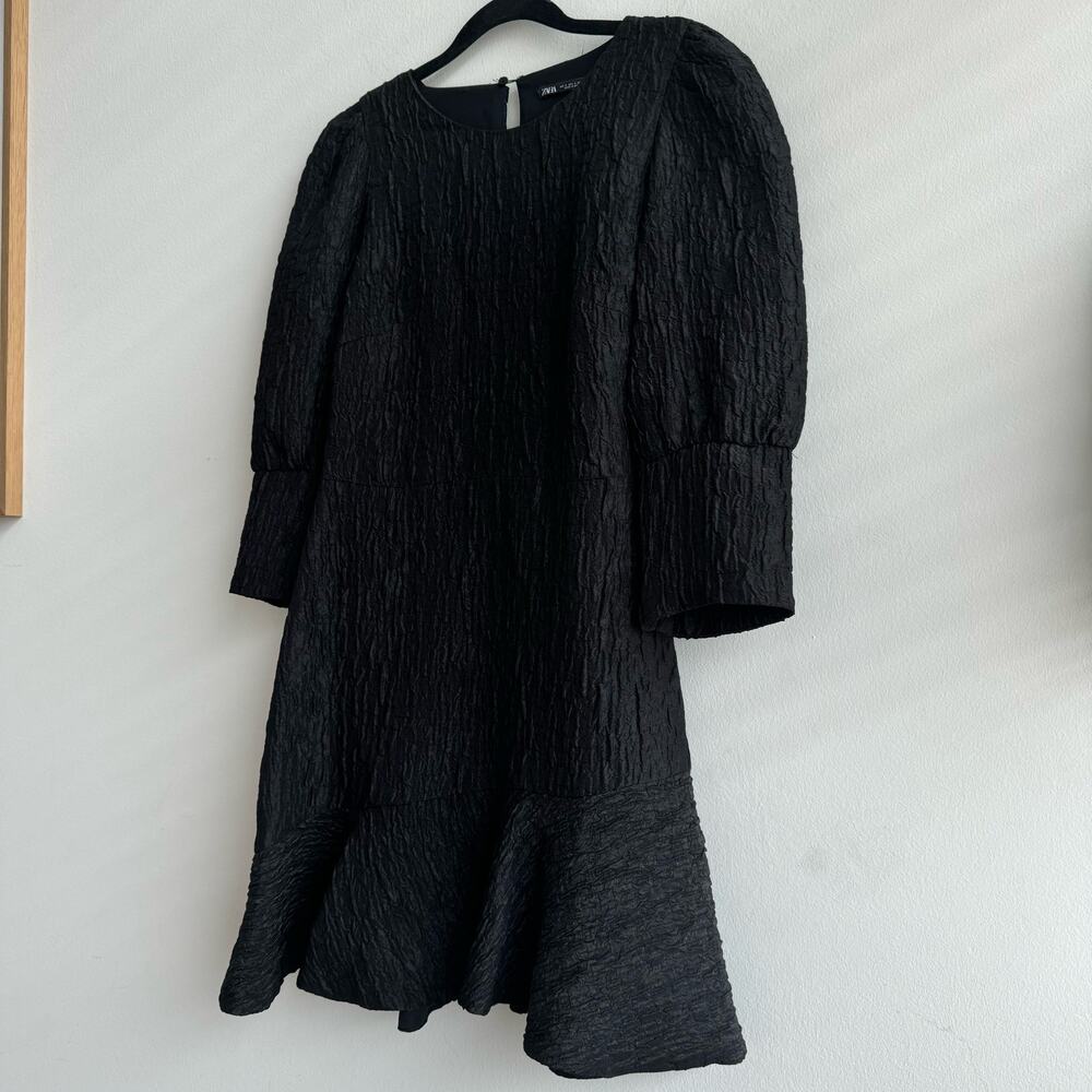 Zara Bloggers Fave Black Textured Weave Dress - S… - image 3